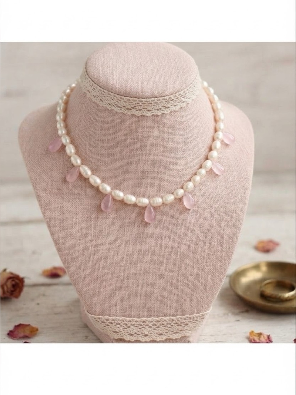 kate spade Pearl Necklace with Pink Teardrop Charms